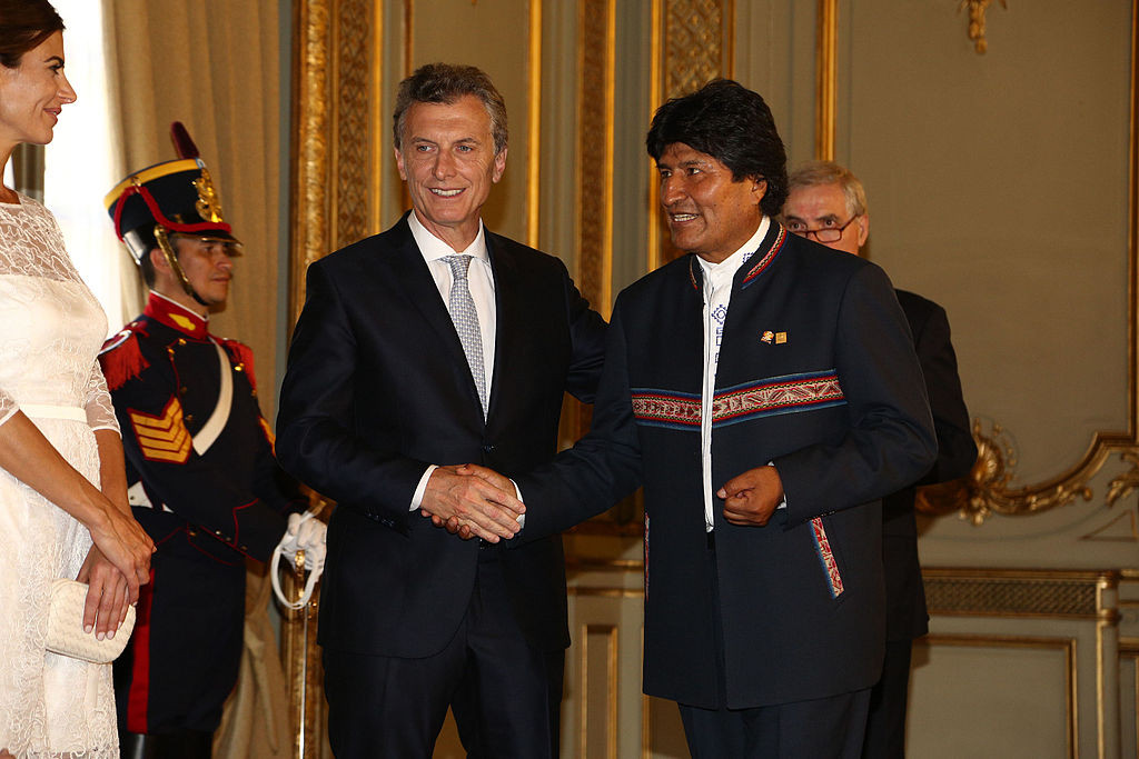 Mauricio Macri y Evo Morales, by Gastón Cuello, CC BY 2.5 AR
