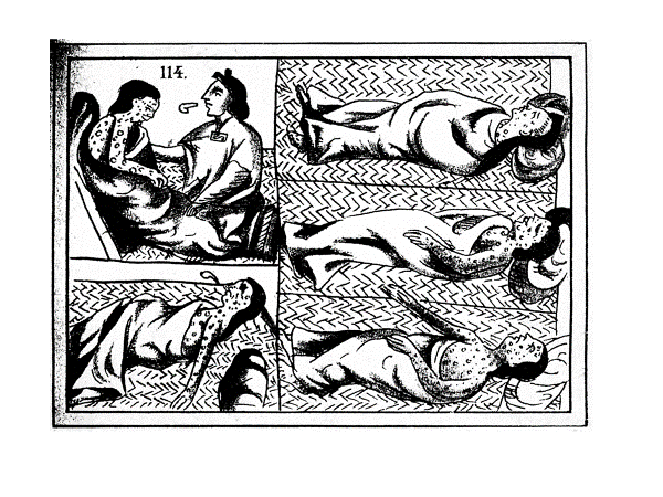 Aztecs dying in the 1520 smallpox epidemic. Florentine Codex, Book XII, folio 54.